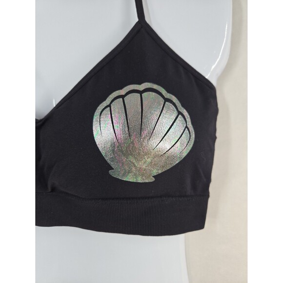 Flirtitude Black Bralette Iridescent Seashell Mermaid Crisscross Straps Size XL - Picture 2 of 6